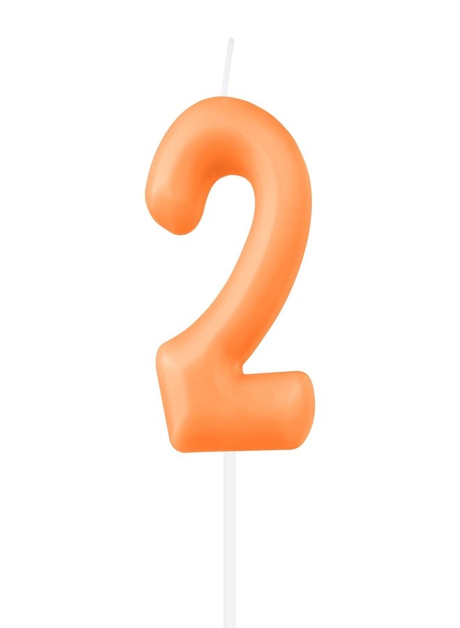 iNINGER Macaron Orange Number 2 Candles - Happy Birthday Candle for Cake, Cake Topper Decorations for Girl Women Pastel Sweet Birthday Party - Image 1